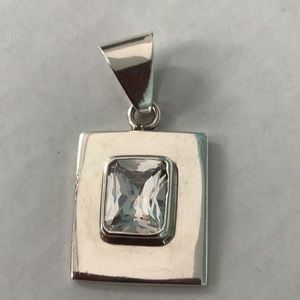 Silpada STERLING SILVER 925 Clear Stone Rectangular Pendant